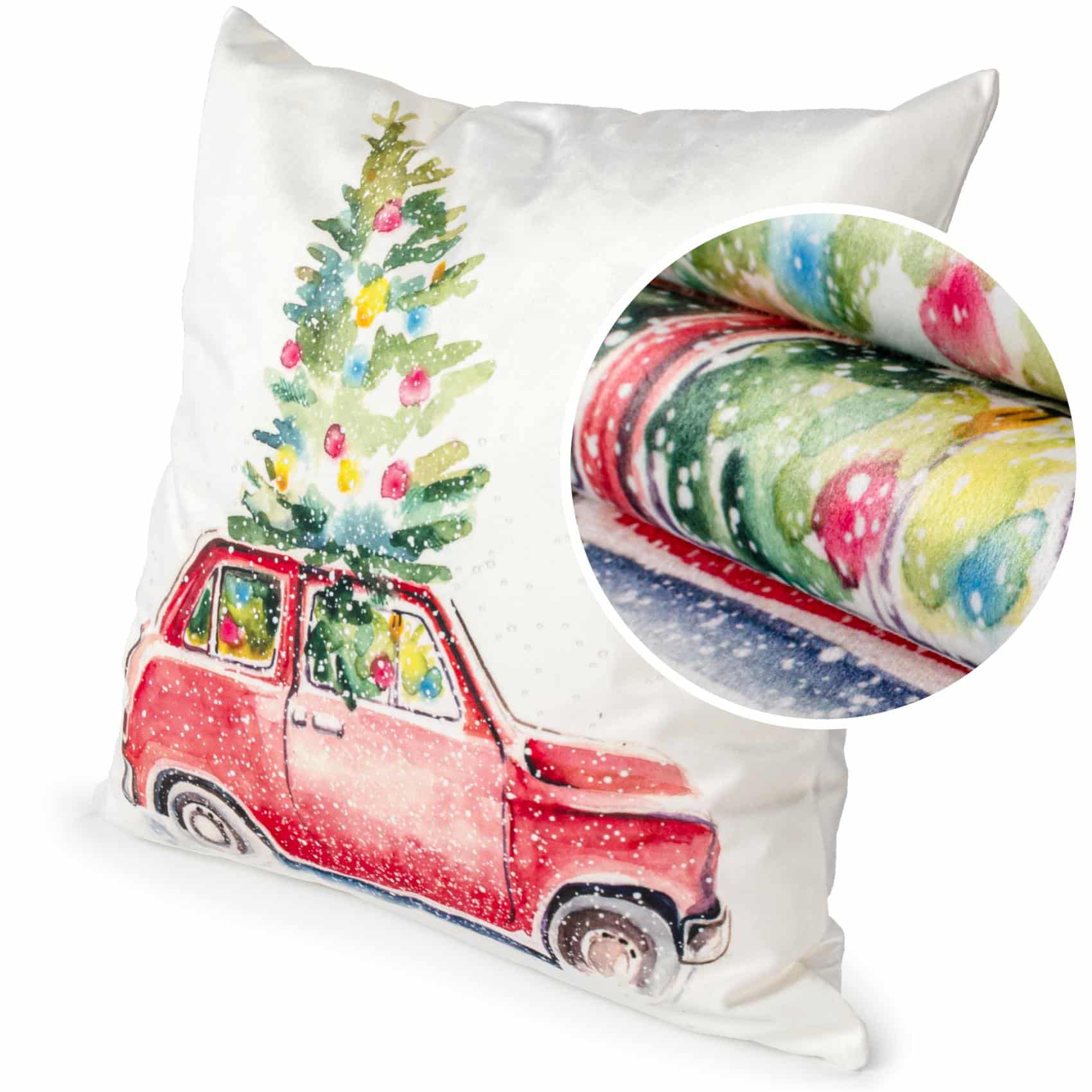 RG3713-05_10 Weihnachtskissen Kissenhülle Weihnachten Kissen Dekokissen mit & ohne Füllung 45x45cm Auto – 45x45cm, ohne Füllung