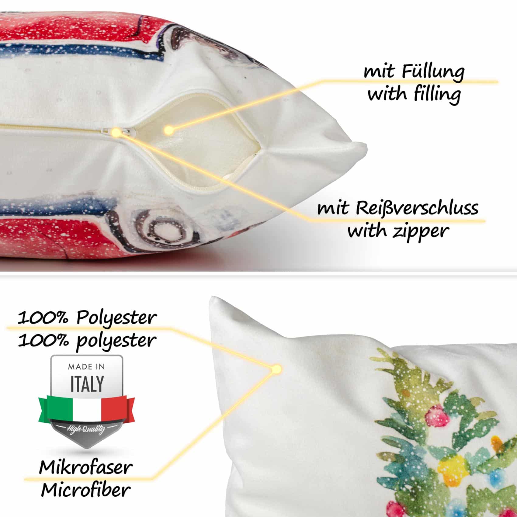 RG3713-05_31 Weihnachtskissen Kissenhülle Weihnachten Kissen Dekokissen mit & ohne Füllung 45x45cm Auto – 45x45cm, mit Füllung