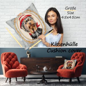 Kissenhülle Gobelin Kissen Jacquard Sofakissen Dekokissen mit & ohne Füllung 45x45cm Terrier