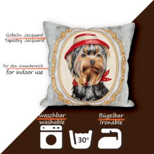 Kissenhülle Gobelin Kissen Jacquard Sofakissen Dekokissen mit & ohne Füllung 45x45cm Terrier