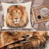 Kissenhülle Gobelin Kissen Jacquard Sofakissen Dekokissen mit & ohne Füllung 45x45cm Löwe