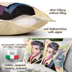 Gobelin Dekokissen Stars Zierkissen Sofakissen Kissenbezug mit & ohne Füllung 45x45cm Elvis Presley