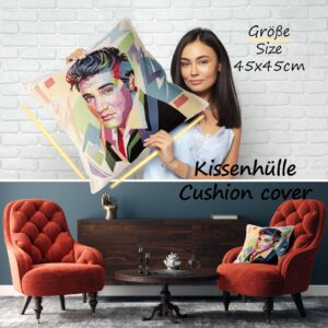 Gobelin Dekokissen Stars Zierkissen Sofakissen Kissenbezug mit & ohne Füllung 45x45cm Elvis Presley