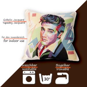 Gobelin Dekokissen Stars Zierkissen Sofakissen Kissenbezug mit & ohne Füllung 45x45cm Elvis Presley