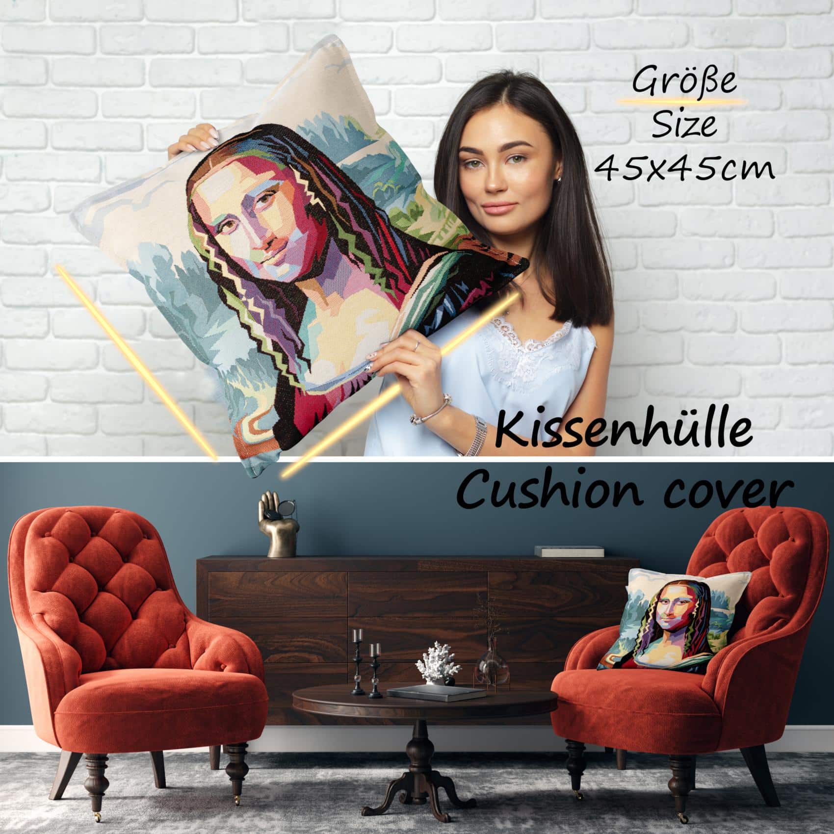 Gobelin Dekokissen Stars Zierkissen Sofakissen Kissenbezug mit & ohne Füllung 45x45cm Mona Lisa