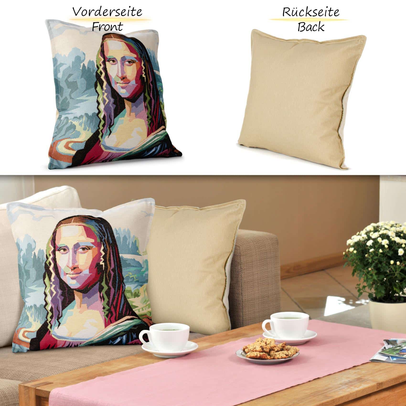 Gobelin Dekokissen Stars Zierkissen Sofakissen Kissenbezug mit & ohne Füllung 45x45cm Mona Lisa