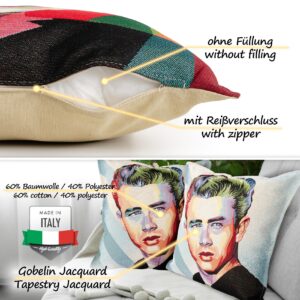 Gobelin Dekokissen Stars Zierkissen Sofakissen Kissenbezug mit & ohne Füllung 45x45cm James Dean