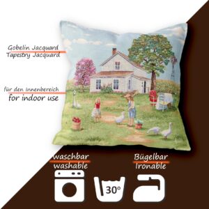 Gobelin Dekokissen Landhaus Vintage Sofakissen mit & ohne Füllung 45x45cm Bauernhof