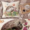 Gobelin Dekokissen Landhaus Vintage Sofakissen mit & ohne Füllung 45x45cm Igel