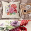 Gobelin Dekokissen Landhaus Vintage Sofakissen mit & ohne Füllung 45x45cm Blumenstrauß