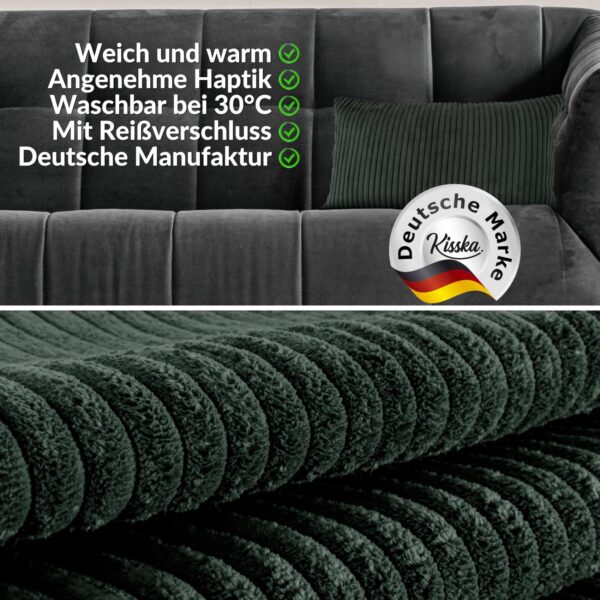 Cord Kissen Kissenbezug Sofakissen Cord Dekokissen Kissenhülle mit & ohne Füllung 4 Größen Grün – 30x50cm, ohne Füllung