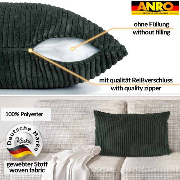 Cord Kissen Kissenbezug Sofakissen Cord Dekokissen Kissenhülle mit & ohne Füllung 4 Größen Grün – 30x50cm, ohne Füllung