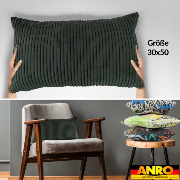 Cord Kissen Kissenbezug Sofakissen Cord Dekokissen Kissenhülle mit & ohne Füllung 4 Größen Grün – 30x50cm, ohne Füllung