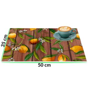 Tischset Platzsets Platzdeckchen abwaschbar Tischuntersetzer PVC hitzebeständig Zitrone Braun Grau 35x50cm