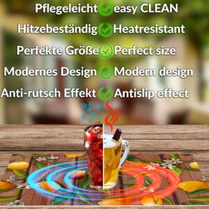 Tischset Platzsets Platzdeckchen abwaschbar Tischuntersetzer PVC hitzebeständig Zitrone Braun Grau 35x50cm