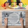 Tischset Platzsets Platzdeckchen abwaschbar Tischuntersetzer PVC hitzebeständig Whisky Wood Grau 35x50cm