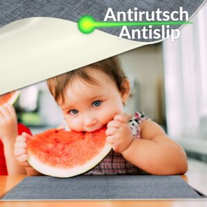 Platzdeckchen Tischset Platzset abwaschbar Tischuntersetzer PVC hitzebeständig Uni Leinen Dark 30x45cm