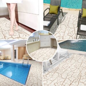 Weichschaummatte Badematte rutschfest Badvorleger Meterware Antirutschmatte MarmorMarmor Beige 130cm