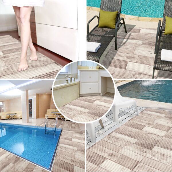 Weichschaummatte Badematte rutschfest Badvorleger Meterware Antirutschmatte Holz 130cm – 130x100cm