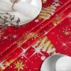 MRT68849_60 Stoff Tischdecke Textil Weihnachtstischdecke abwaschbar Tischtuch Baumwolle Polyester Christmas Rot – 90x130cm, Schnittkante