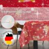 MRT68849_SQ_30 Stoff Tischdecke Textil Weihnachtstischdecke abwaschbar Tischtuch Baumwolle Polyester Christmas Rot – 90x130cm, Schnittkante
