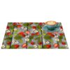 Tischset Platzsets Platzdeckchen abwaschbar Tischuntersetzer PVC hitzebeständig Gartenerdbeeren Holz Grau 35x50cm