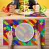 Tischset Platzsets Platzdeckchen abwaschbar Tischuntersetzer PVC hitzebeständig Bunte Bausteine 35x50cm