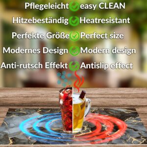 Tischset Platzsets Platzdeckchen abwaschbar Tischuntersetzer PVC hitzebeständig Marmor Dunkel 35x50cm