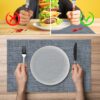 Tischset Platzsets Platzdeckchen abwaschbar Tischuntersetzer PVC hitzebeständig Uni Leinen Dark 35x50cm