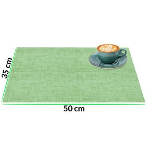 Tischset Platzsets Platzdeckchen abwaschbar Tischuntersetzer PVC hitzebeständig Uni Leinen green 35x50cm
