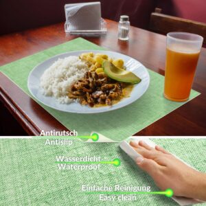 Tischset Platzsets Platzdeckchen abwaschbar Tischuntersetzer PVC hitzebeständig Uni Leinen green 35x50cm