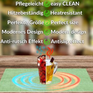 Tischset Platzsets Platzdeckchen abwaschbar Tischuntersetzer PVC hitzebeständig Uni Leinen green 35x50cm