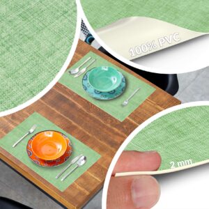 Tischset Platzsets Platzdeckchen abwaschbar Tischuntersetzer PVC hitzebeständig Uni Leinen green 35x50cm
