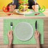 Tischset Platzsets Platzdeckchen abwaschbar Tischuntersetzer PVC hitzebeständig Uni Leinen green 35x50cm
