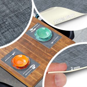 Platzdeckchen Tischset Platzset abwaschbar Tischuntersetzer PVC hitzebeständig Uni Leinen Dark 30x45cm