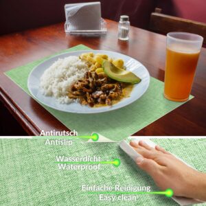 Tischset Platzset Platzdeckchen abwaschbar Tischuntersetzer PVC hitzebeständig Uni Leinen green 30x45cm