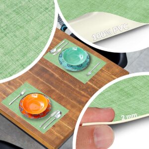 Tischset Platzset Platzdeckchen abwaschbar Tischuntersetzer PVC hitzebeständig Uni Leinen green 30x45cm