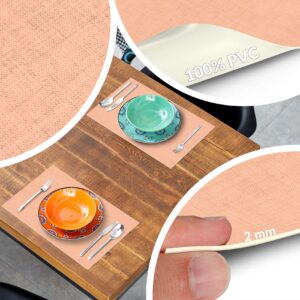 Tischset Platzset Platzdeckchen abwaschbar Tischuntersetzer PVC hitzebeständig Uni Leinen peach 30x45cm