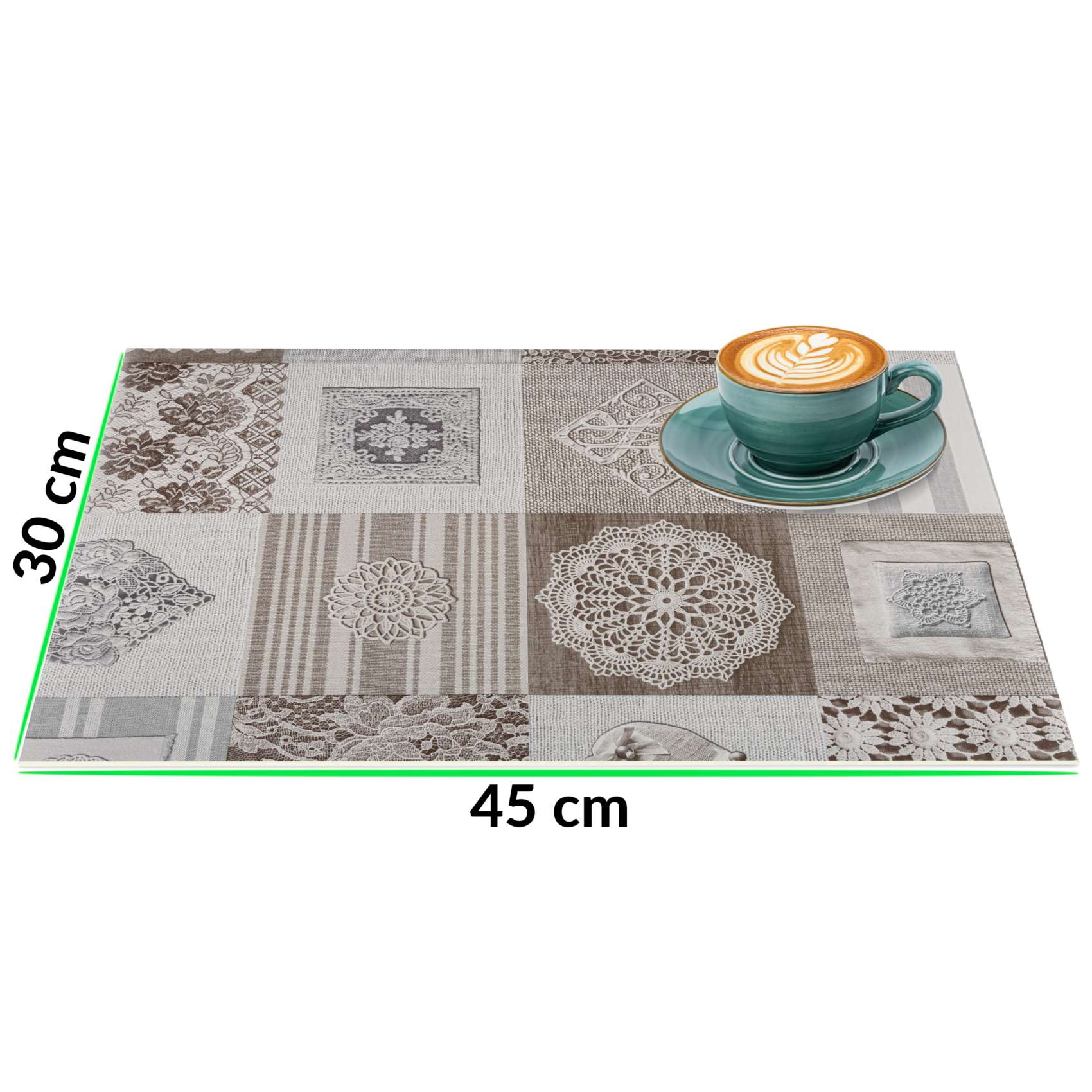 TTPL7658_40 Tischset Platzsets Platzdeckchen abwaschbar Tischuntersetzer PVC hitzebeständig Patchwork Holz Liebe 30x45cm