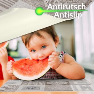Tischset Platzsets Platzdeckchen abwaschbar Tischuntersetzer PVC hitzebeständig Patchwork Holz Liebe 35x50cm