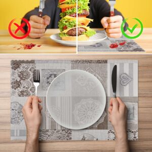 Tischset Platzsets Platzdeckchen abwaschbar Tischuntersetzer PVC hitzebeständig Patchwork Holz Liebe 35x50cm