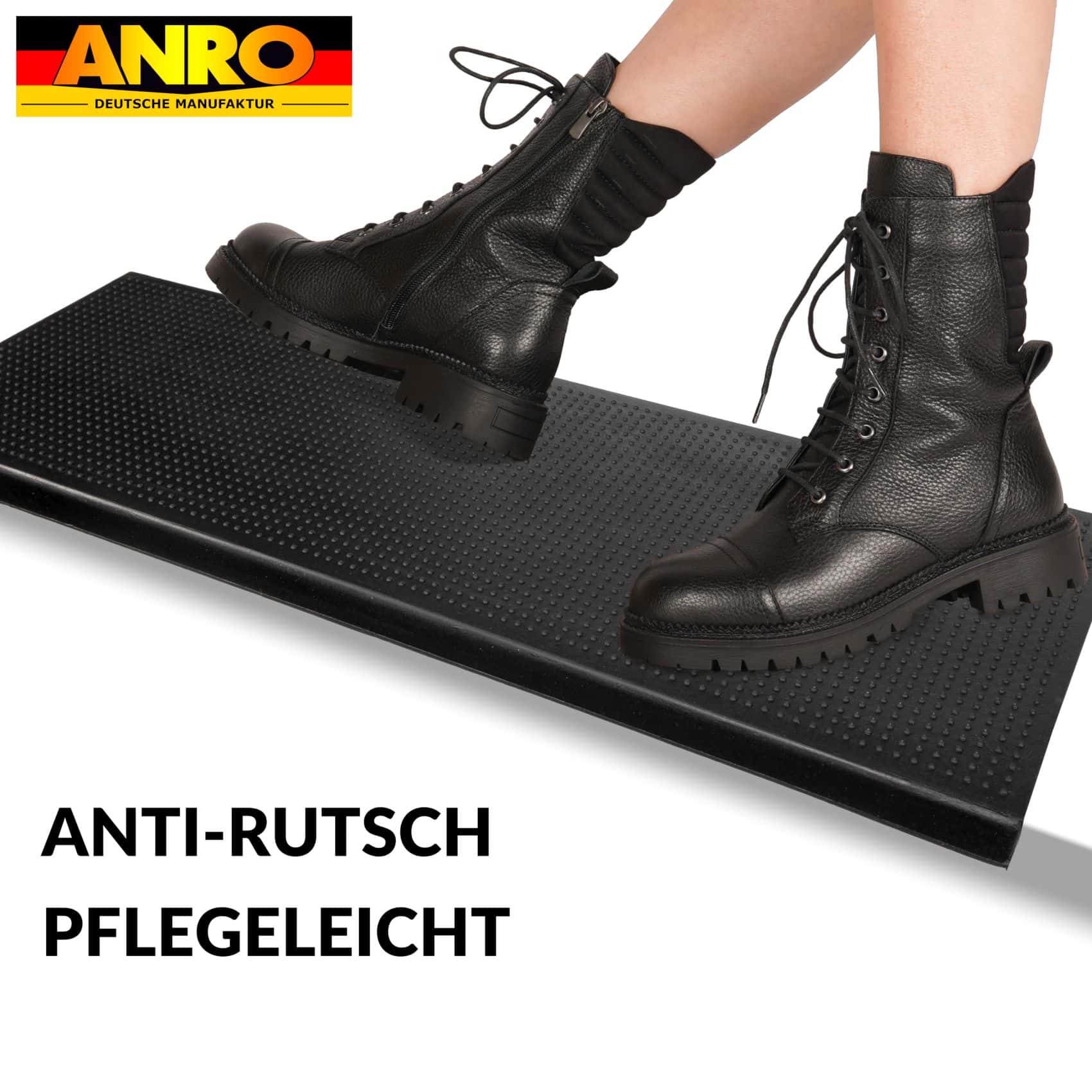 VSTUF-025-077_30 Gummi Stufenmatte Kantenschutz Punkte Schwarz Gummimatte Treppen Trittschutz