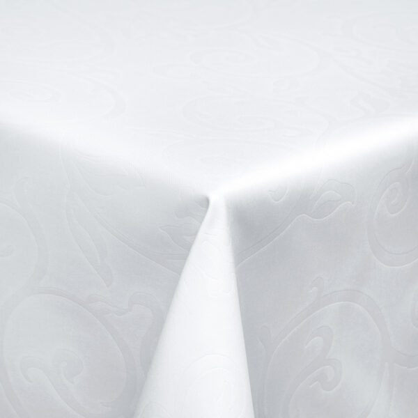 Tischdecke abwaschbar Tischwäsche Tafeldecke Textil Polyester mit Reliefdruck waschbar – Weiß, 150x180cm