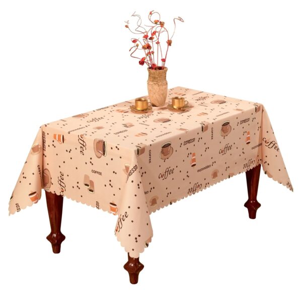 Tischdecke abwaschbar Tischtuch Tafeldecke mit Muster Blumen oder Kaffee Polyester viele Größen – 140x180cm, Kaffee
