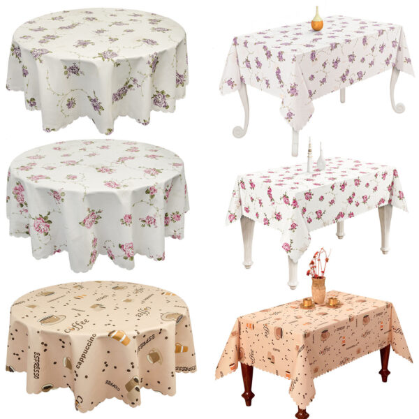 Tischdecke abwaschbar Tischtuch Tafeldecke mit Muster Blumen oder Kaffee Polyester viele Größen – 140x180cm, Kaffee