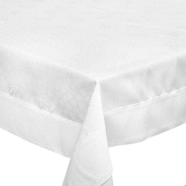 Große Tischdecke abwaschbar mit Saum Polyester Pflegeleicht Wasserabweisend Lotuseffekt – Weiß, 160x160cm