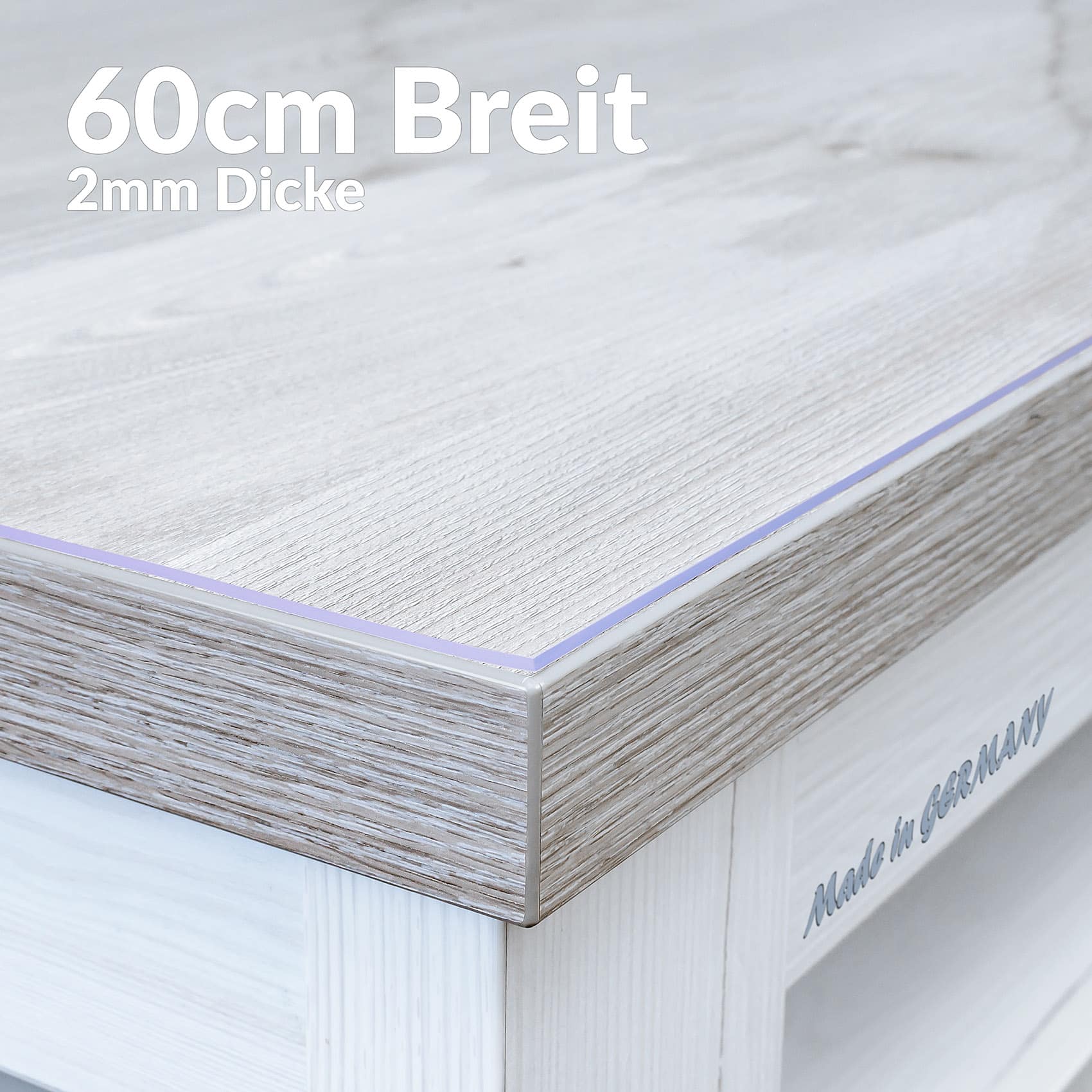 ANRO Tischdecke Hochwertig transparent 2mm Folie PVC Tischschutz (Einzelstück 1-tlg, 90G-Kante - GERADE), Transparent Glatt Breite 60-80cm für Beistelltisch Couchtisch Esstisch