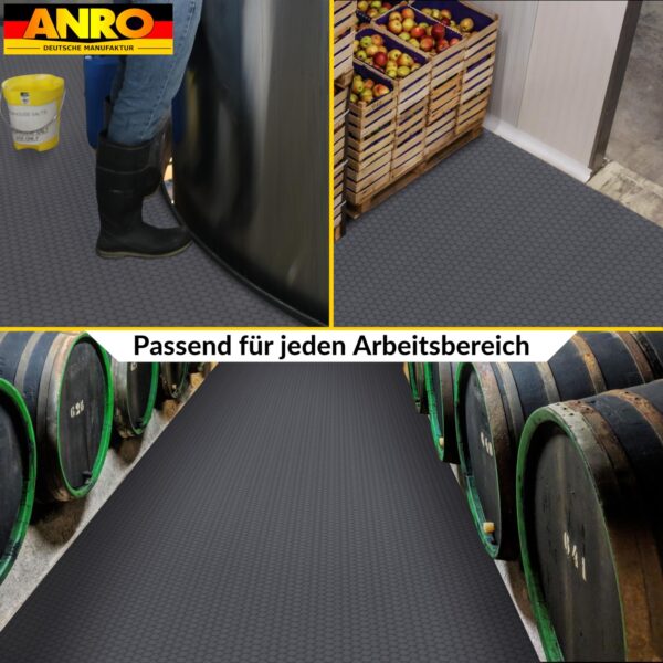 PVC Bodenbelag Meterware Vinylboden Dionis Industriebodenbelag Rollenware 1,5mm Stärke Noppen Schwarz / Silber / Anthrazit Breite 100cm – Anthrazit, 100x100cm