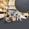 PVC Bodenbelag Meterware Vinylboden Dionis Industriebodenbelag Rollenware 1,5mm Stärke Noppen Schwarz / Silber / Anthrazit Breite 100cm – Anthrazit, 100x100cm