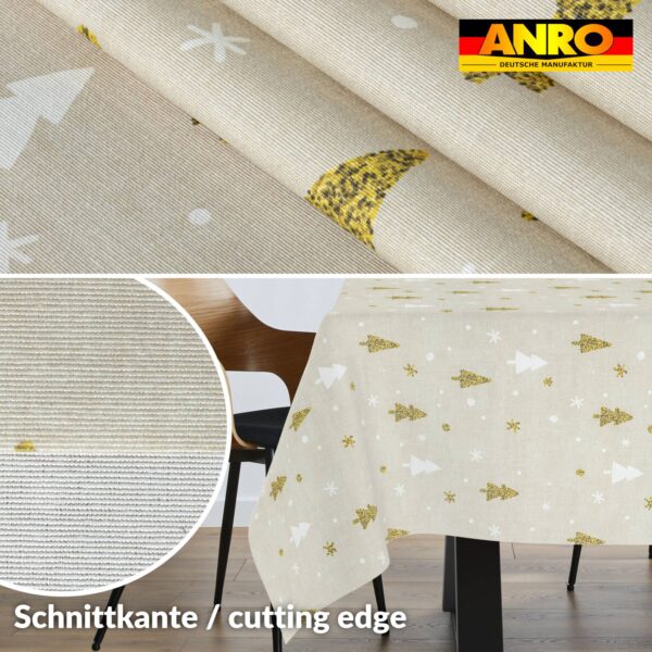 Weihnachtstischdecke Stofftischdecke Tischwäsche abwaschbar Tischtuch Baumwolle Polyester Weihnachtsbaum – 90x130cm, Schnittkante